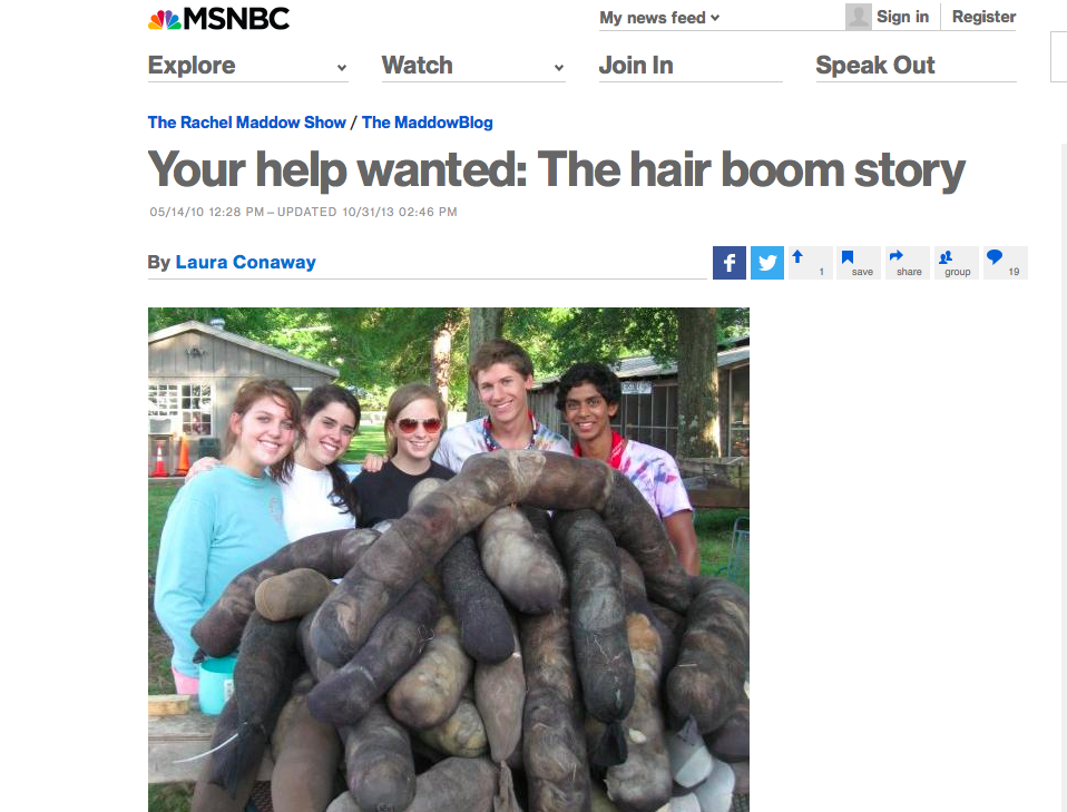 MSNBC – Your help wanted: The hair boom story